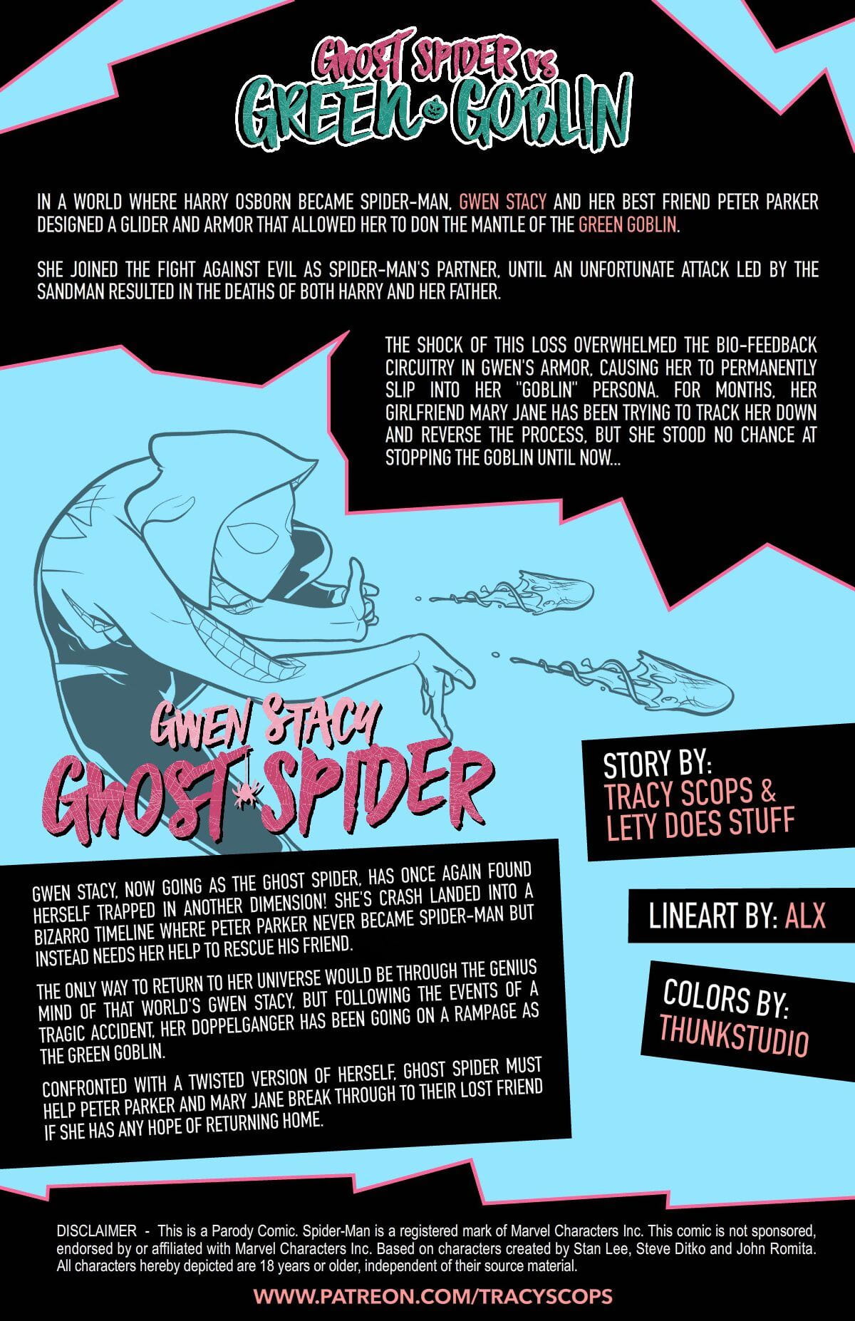 Tracy scops ghost spider vs. Vert gobelin page 1