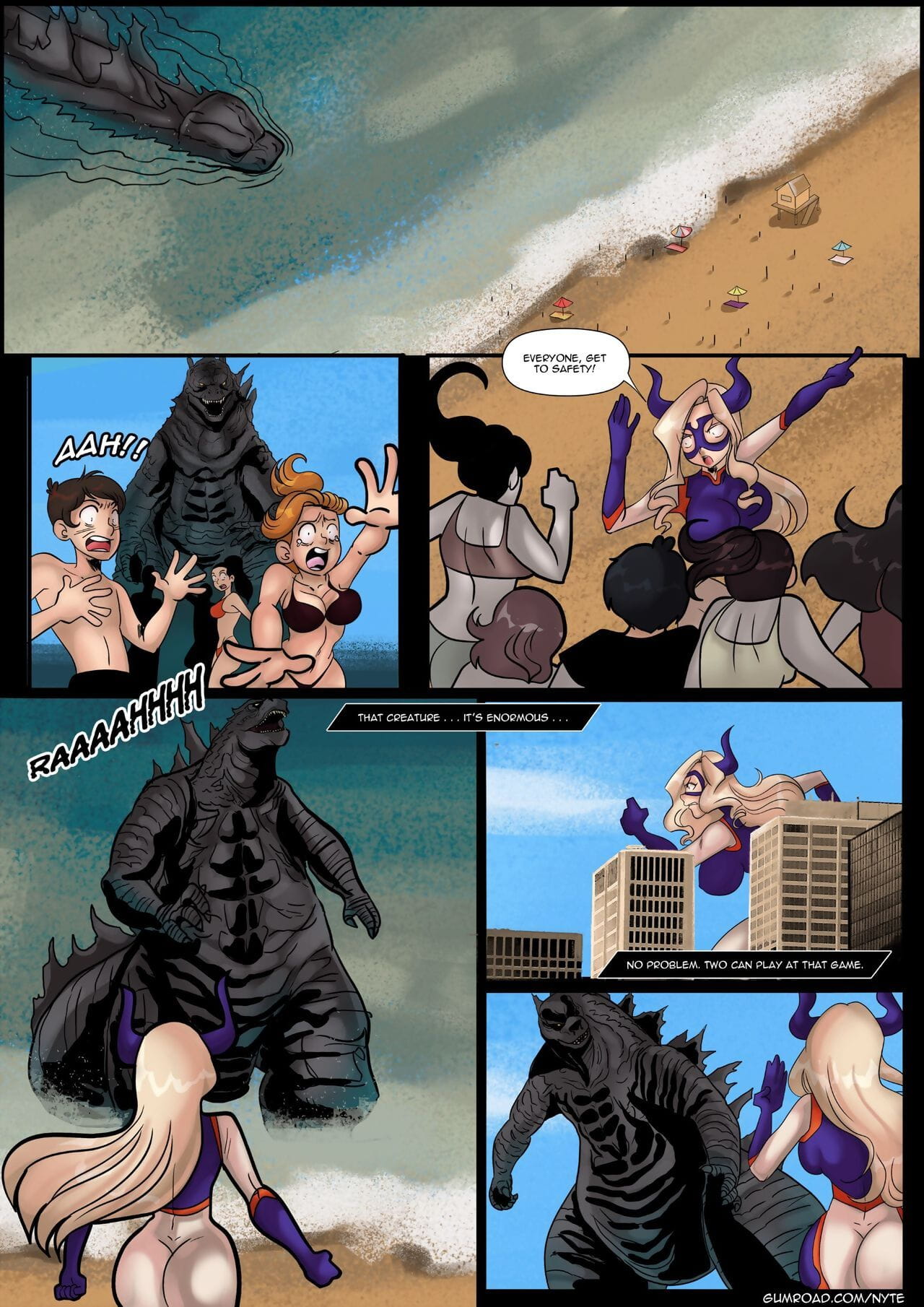 Nyte- Mt. Lady vs Godzilla page 1
